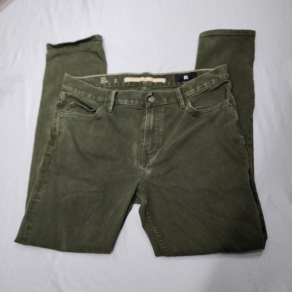 Banana Republic Slim Fit Jeans Olive Green Mens 33x30 Clean Boy Old Money Preppy